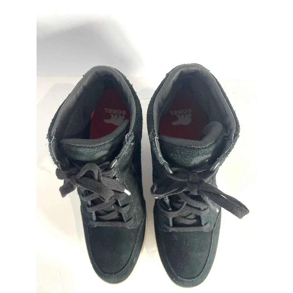 Sorel Out N About Wedge Bootie‎ Womens 9.5 Black Suede Waterproof Sneakers Boots